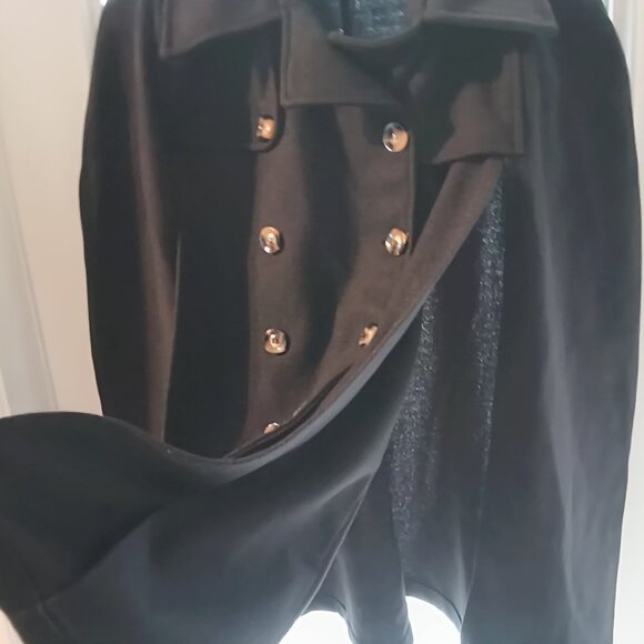 Kara And Kate 🌷 Womens Gorgeous Black Luxe Button Up Double Breasted Cape 🌷 - Picture 15 of 16